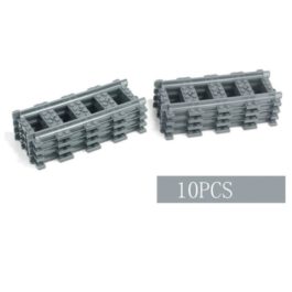 Lego 10pcs Rails Droits Gris, Kazi