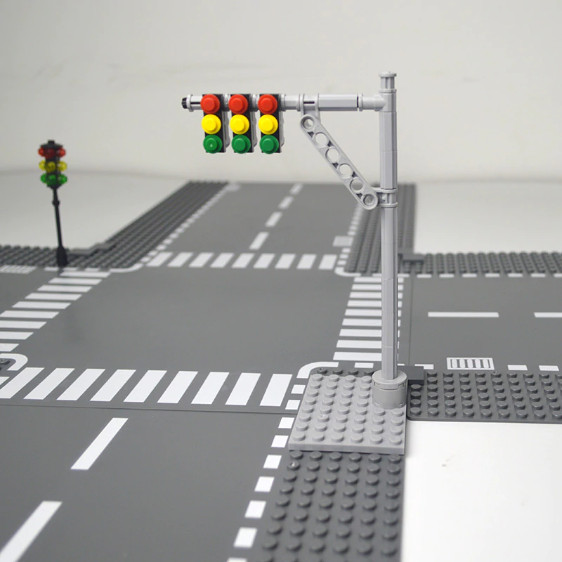 LEGO Plaque de route - carrefour et virage