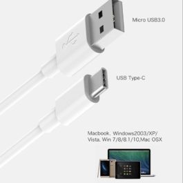 Câble USB Type C 1m Blanc, donnée et charge rapide