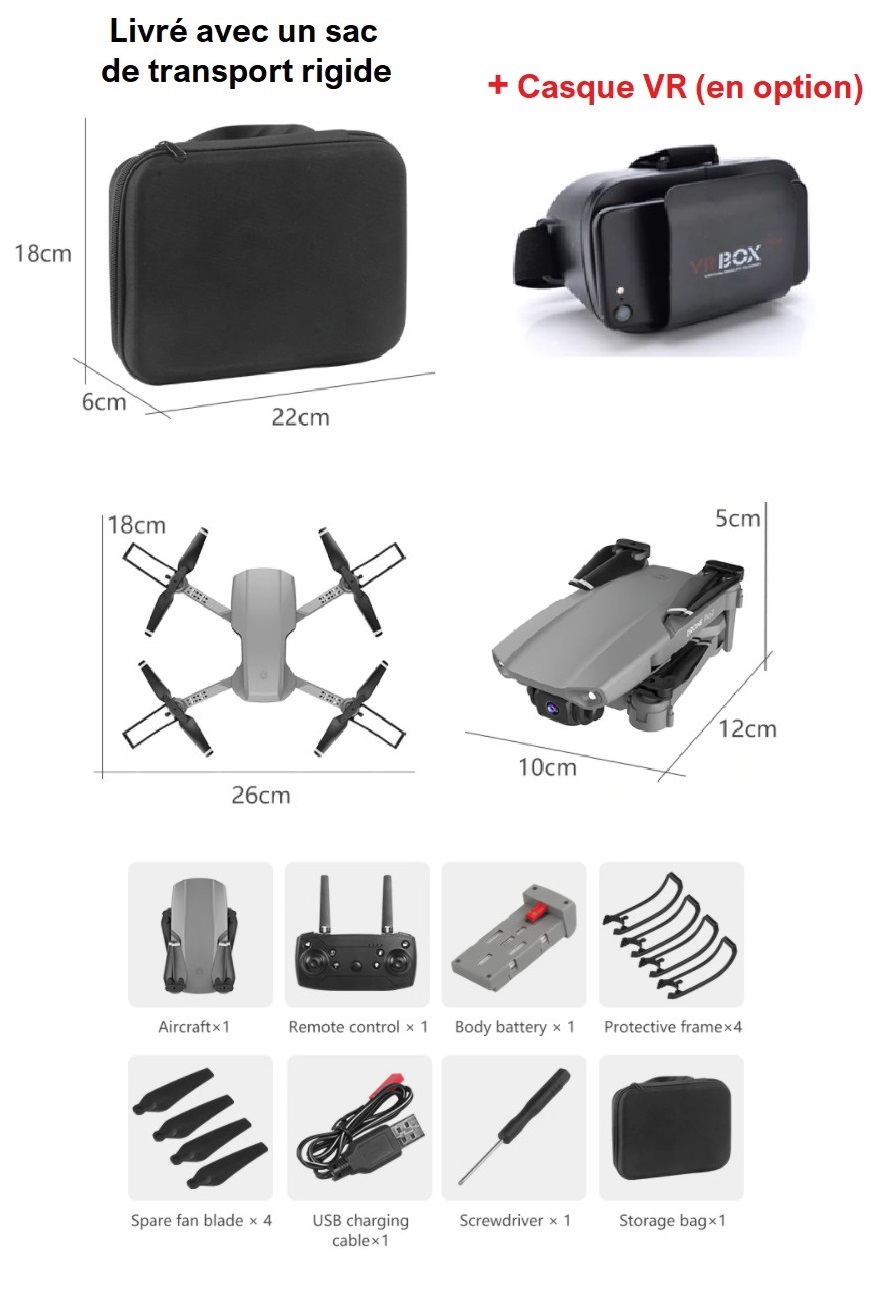 Drone avec Caméra 4k HD,Drone avec Deux caméra Professionnel, WiFi