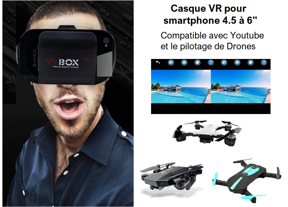 Casque de réalité virtuelle (VR) pour smartphone et drones - Seb