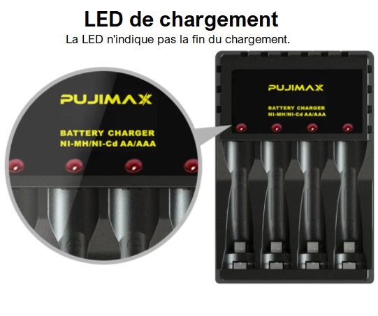 Chargeur USB pour pile rechargeable AA/AAA, noir - Seb high-tech
