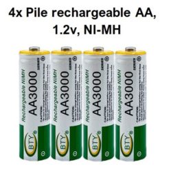 Pile rechargeable AA, 1.2v, NI-MH, 3000mAh, BTY
