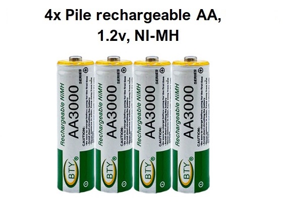 Pile rechargeable AA, 1.2v, NI-MH, 3000mAh, BTY - Seb high-tech