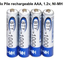 Pile rechargeable AAA, 1.2v, NI-MH, 1000mAh, BTY