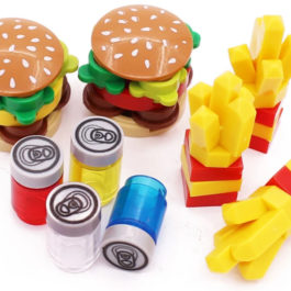 Lego Set Burger, frites, canettes